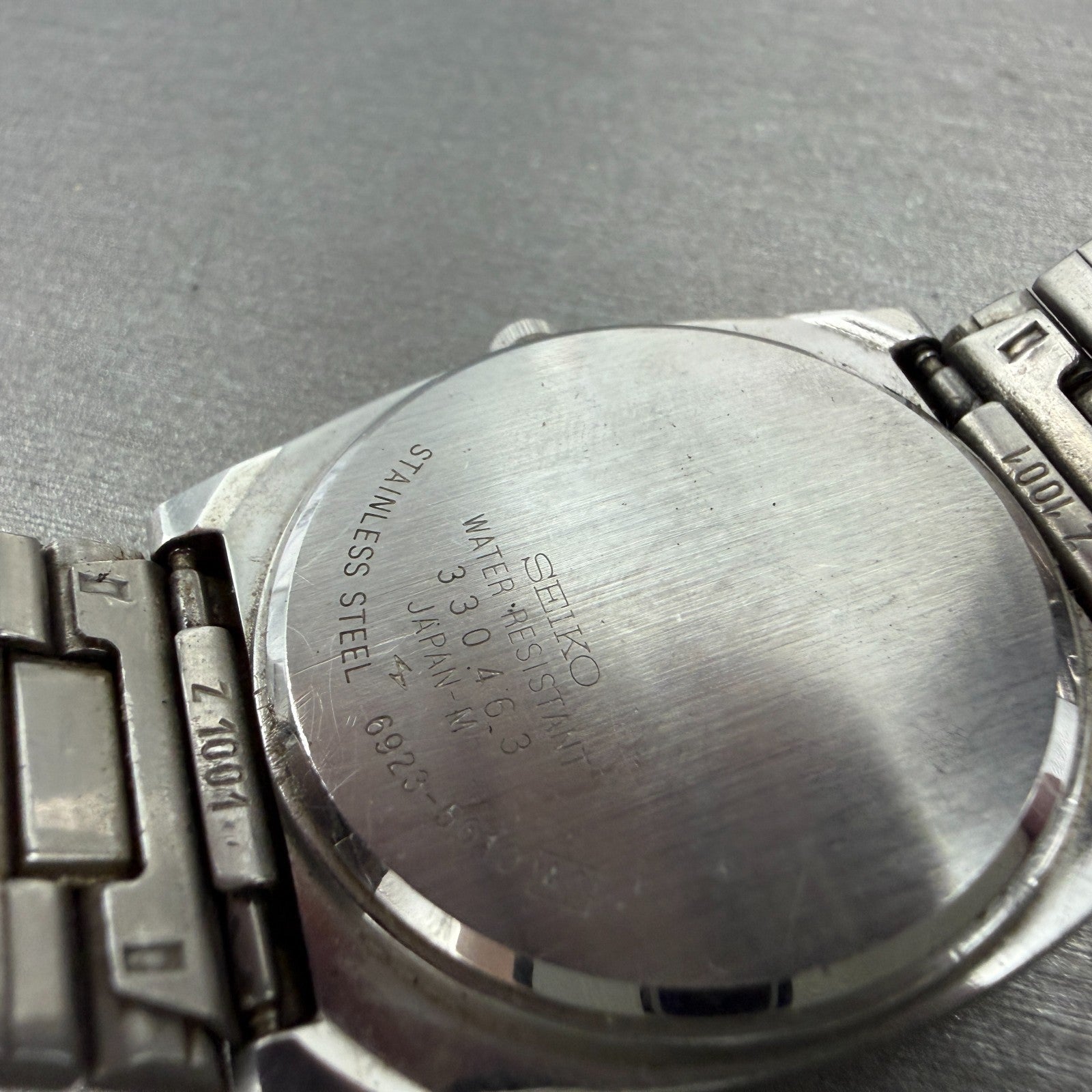 Seiko SQ Watch Men 33mm Silver Dial Silver Tone Daydate Rectangle 6923-5010 PART10