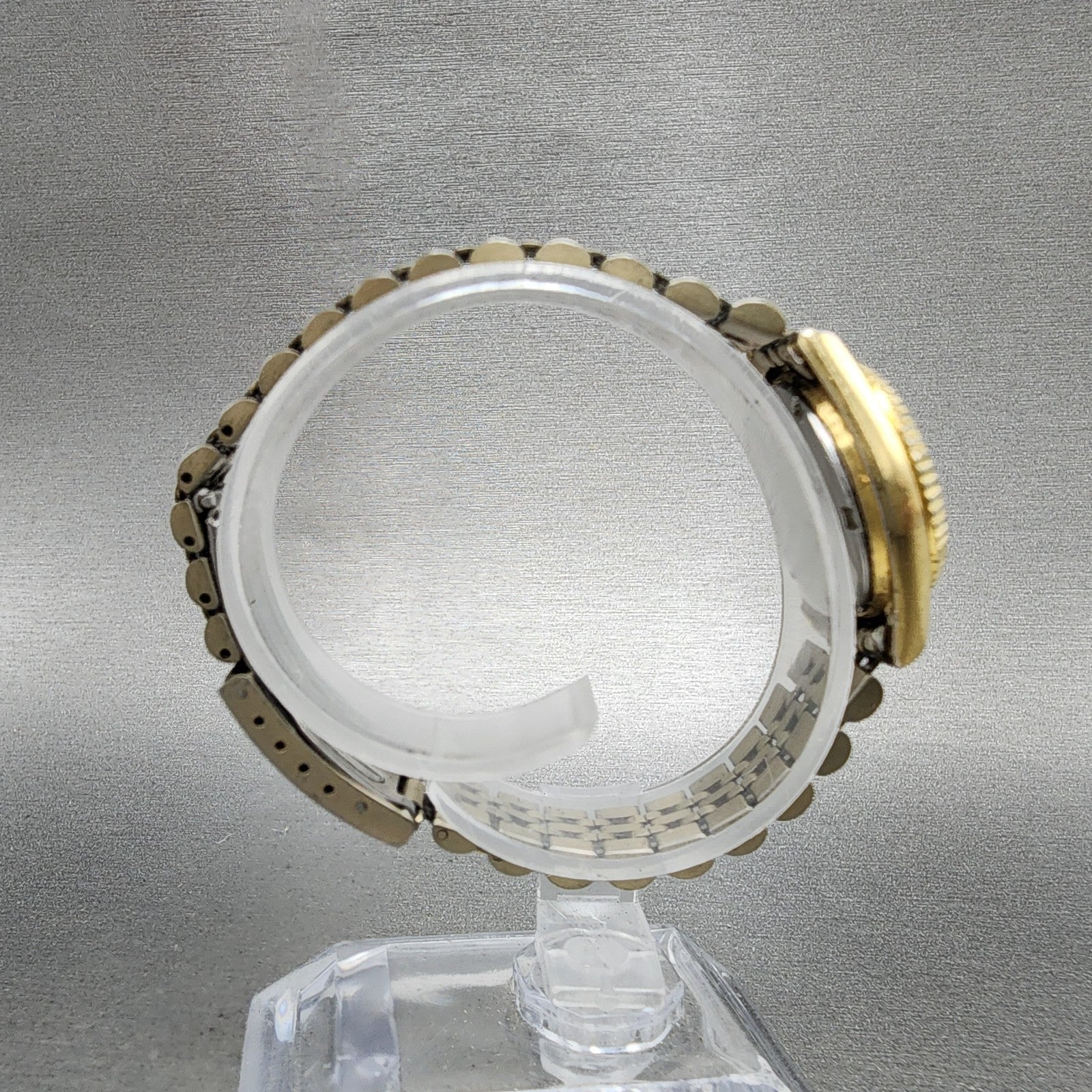 Seiko Watch Women 24mm Black Tone Gold Tone Daydate Round 7n830049 New Battery8