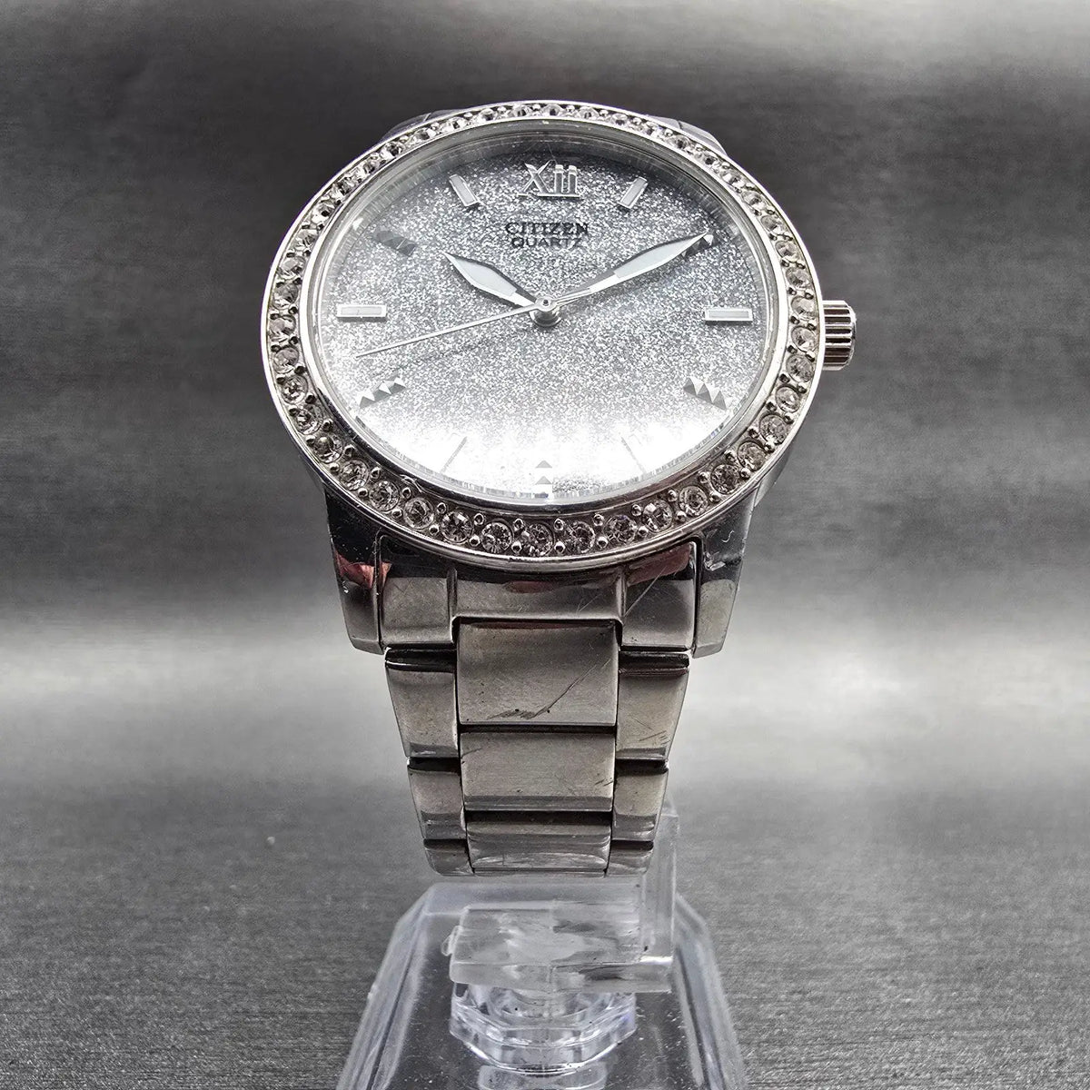 Citizen Watch Women 35mm Silver Dial Silver Gemmed Roun 1032-S086230 New Battery5
