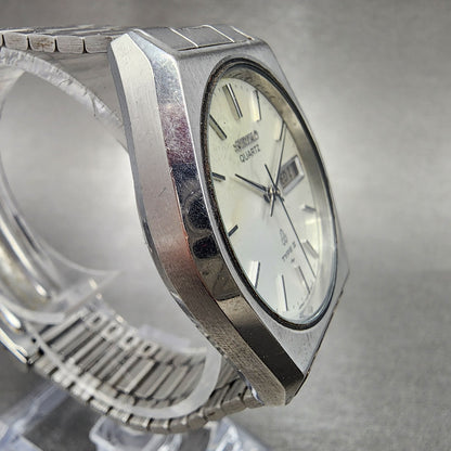 Seiko Type II Watch Men 34mm Silver Dial Silver Tone Daydate 7123-7080 PARTS
