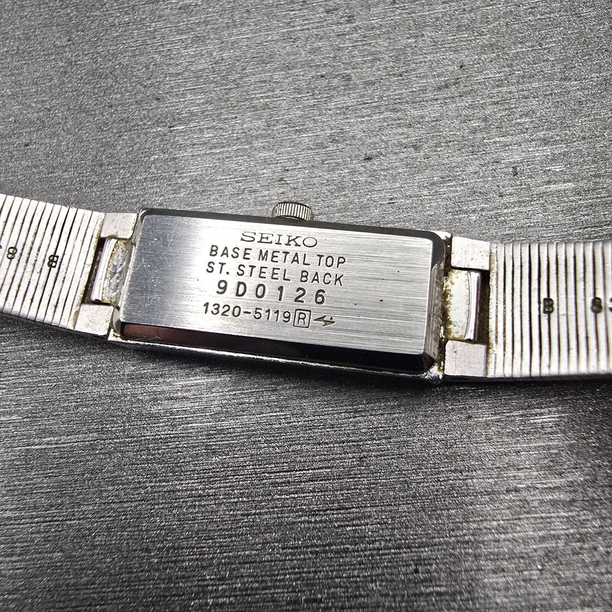 Seiko Watch Women 12mm Silver Dial Silver Tone Rectangle 1320-5119 New Battery K10