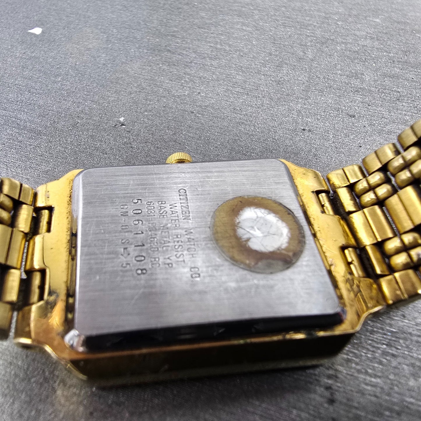 Citizen CQ Tank Watch Men 27mm Champagne Dial Gold Tone 6031-R04630 PARTS VTG9