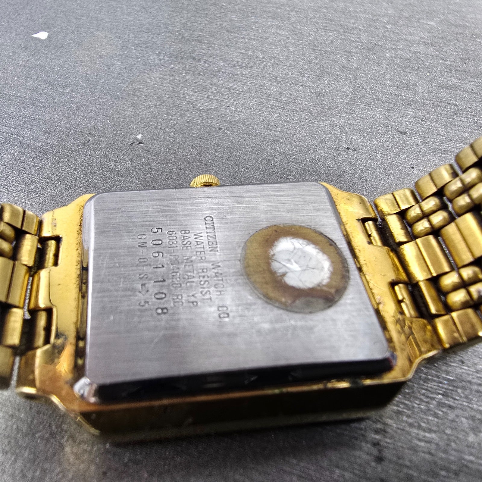 Citizen CQ Tank Watch Men 27mm Champagne Dial Gold Tone 6031-R04630 PARTS VTG9