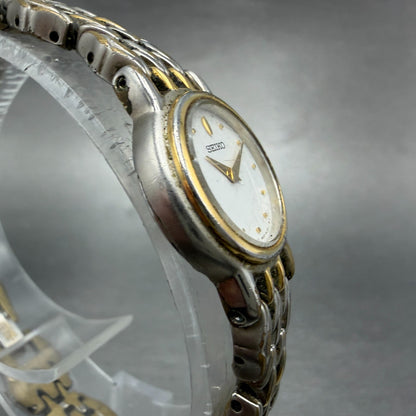 Seiko Watch Women 20mm White Dial Two Tone Round 1N00-1H20 New Battery Vintage3
