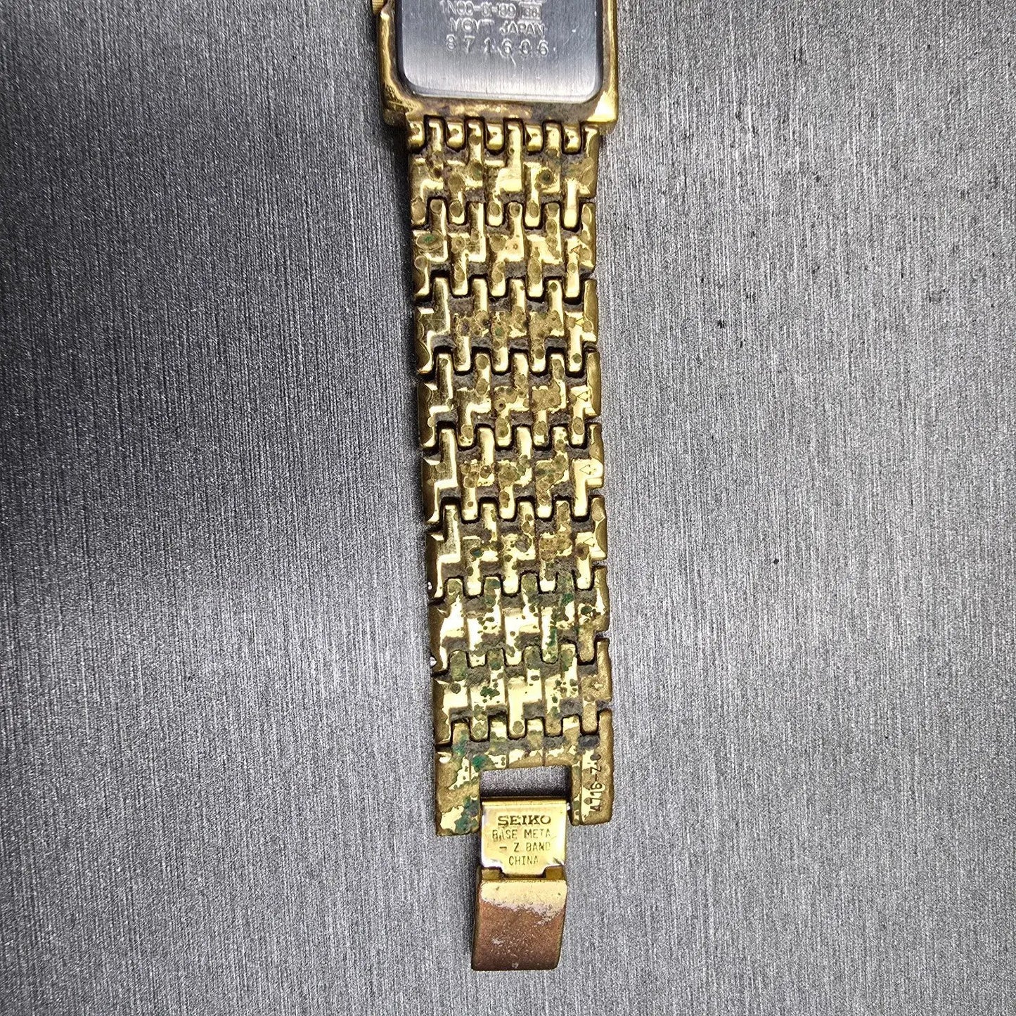 Seiko Watch Women 20mm Cream Dial Gold Tone Rectangle 1N00-6H39 New Battery VTG13
