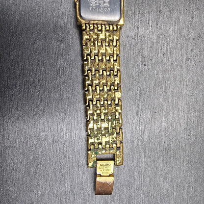 Seiko Watch Women 20mm Cream Dial Gold Tone Rectangle 1N00-6H39 New Battery VTG13