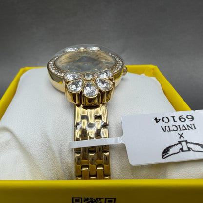 Invicta Wildflower Watch Women 30mm Silver Dial Gold Tone Crystal Bezel 691042