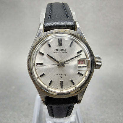 Seiko Matic Lady Watch Women 21mm Silver Dial Silver Tone Date 25170261 Runs0