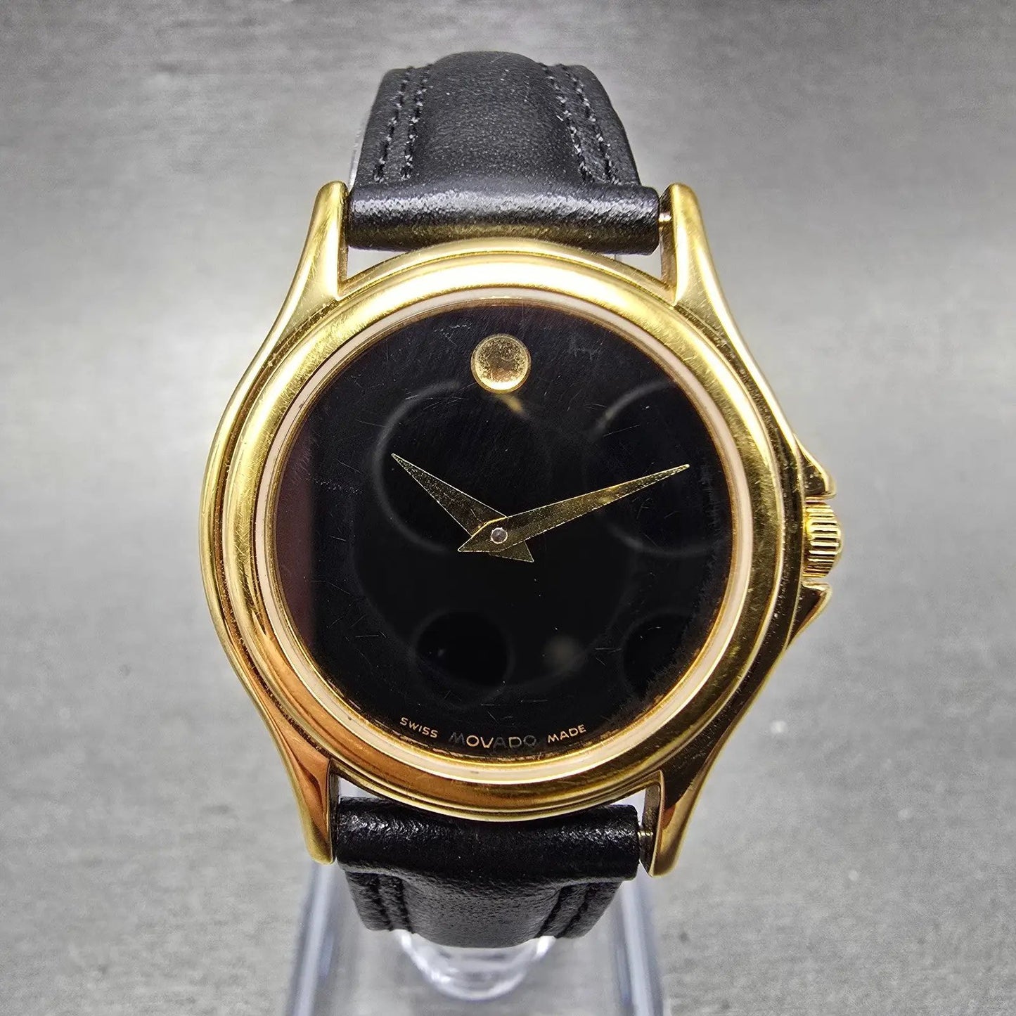 Movado Museum Watch Women 28mm Black Dial Gold Tone Round 87 E4 0823 PARTS0