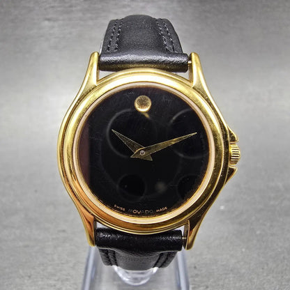 Movado Museum Watch Women 28mm Black Dial Gold Tone Round 87 E4 0823 PARTS0