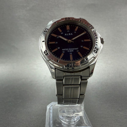 Seiko Alba Watch Men 35mm Blue Dial Silver Tone Round V501-0FG0 New Battery5