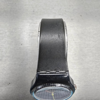 Swatch MISS PINSTRIPE Watch Women Black Dial Black Tone Round LA100 New Battery4