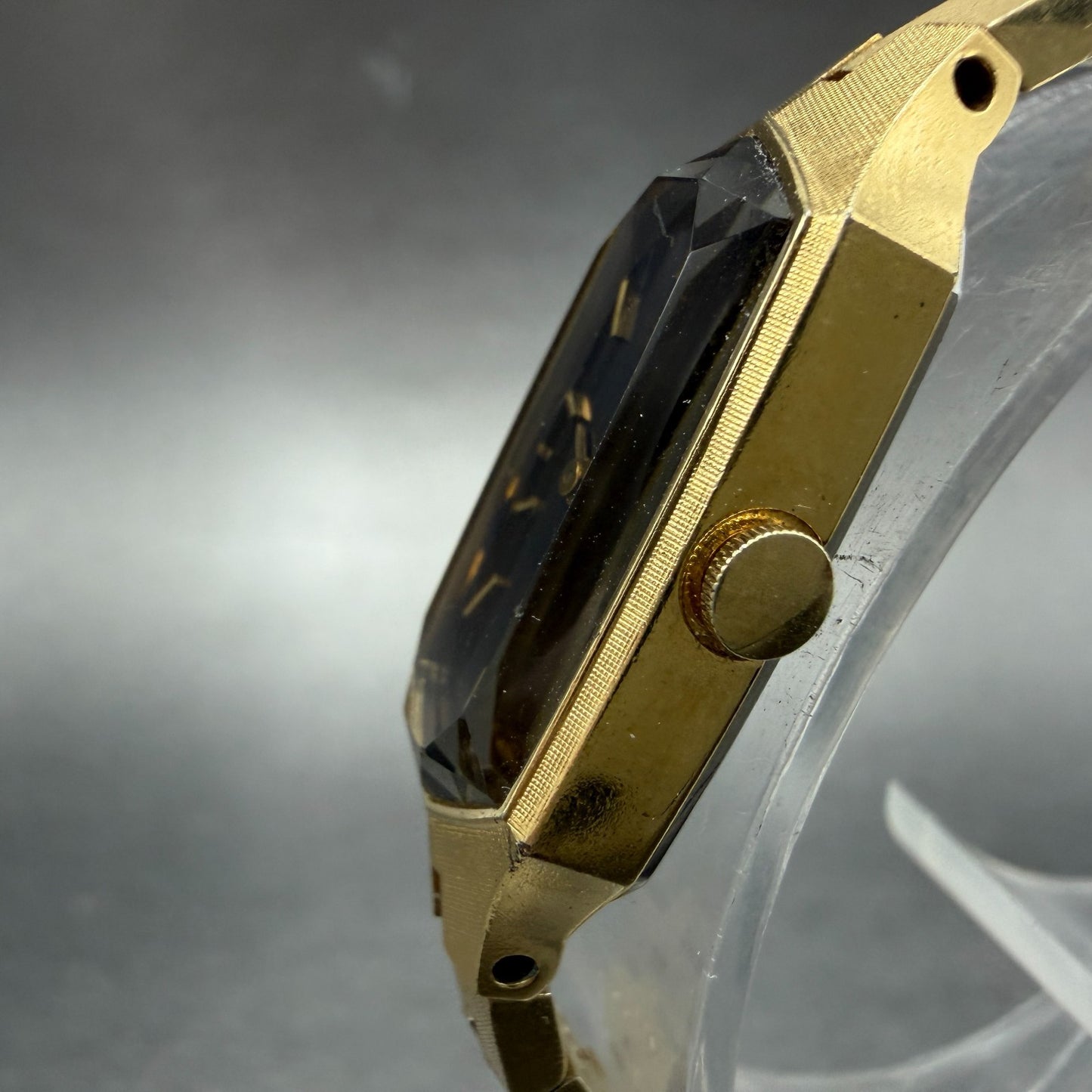 Seiko Watch Women 13mm Blue Dial Gold Tone Hexagon 1320-5339 New Battery VTG2