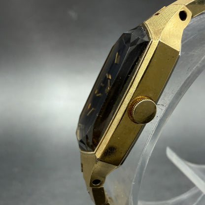 Seiko Watch Women 13mm Blue Dial Gold Tone Hexagon 1320-5339 New Battery VTG2