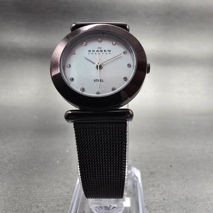 Skagen Steel Watch Women 25mm MOP Dial Dark Brown Tone Round 107SMMD New Battery5