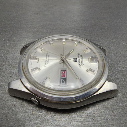 Seiko Sportsmatic 5 Watch Men 39mm Silver Dial Silver Tone Daydate 6119-9010 Run