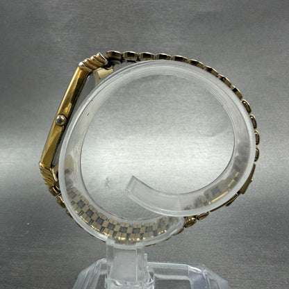 Seiko Half Moon Watch Women 19mm White Dial Gold Tone Asymmetrical New Battery6