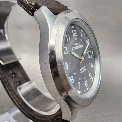 Timex Expedition Watch Men 39mm Gray Dial Silver Tone Date Round New Battery3
