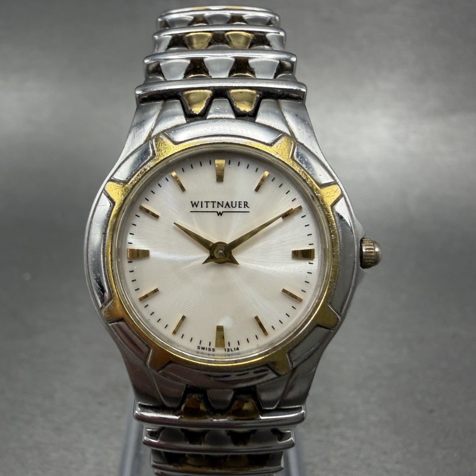 Wittnauer Watch Women 25mm White Dial Two Tone Round 12L14 New Battery0