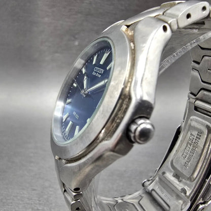 Citizen Eco-Drive Watch Men 39mm Blue Dial Silver Tone Date E110-K16385 Runs2
