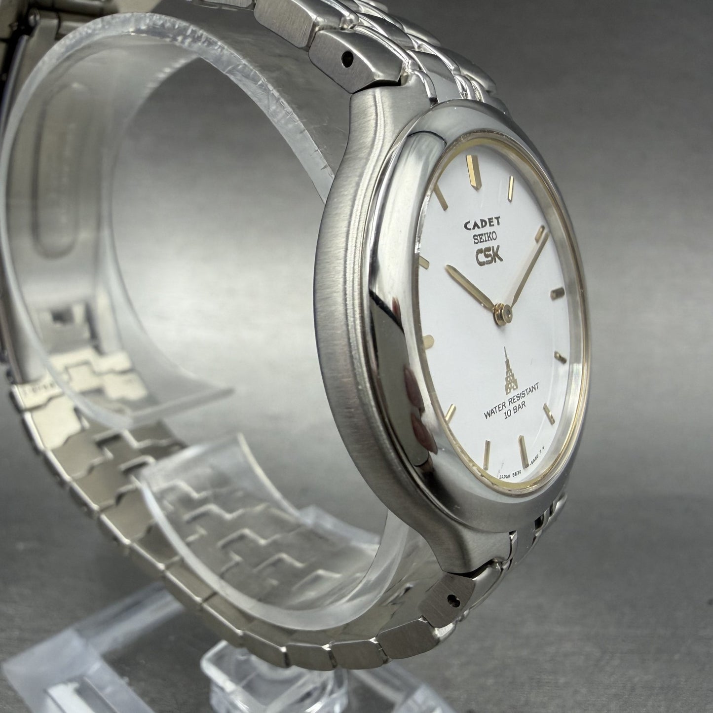 Seiko CSK Cadet Watch Men 35mm White Dial Silver Tone 5E30-6A40 New Battery3