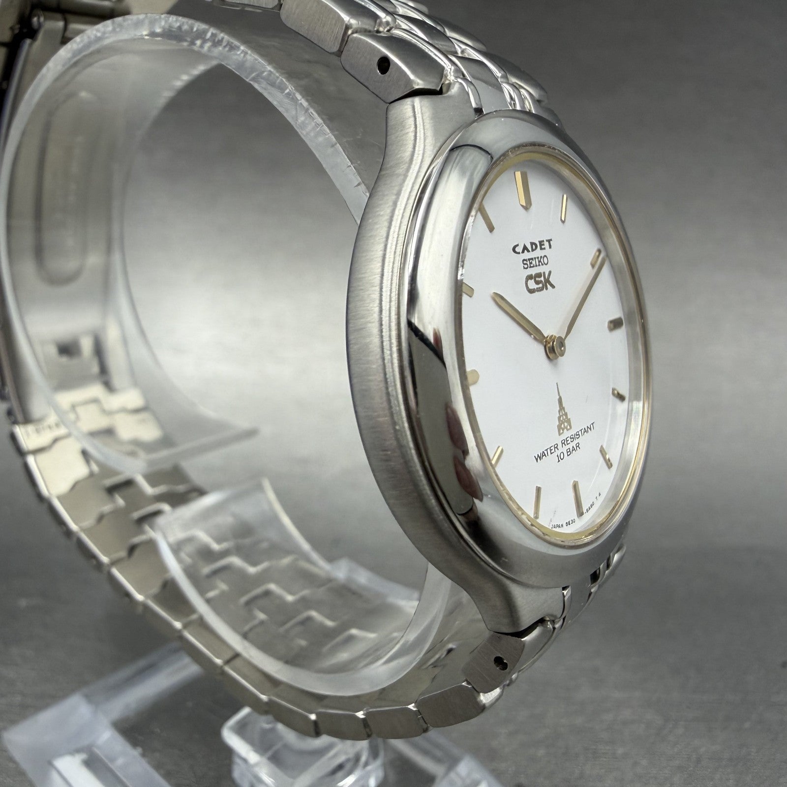 Seiko CSK Cadet Watch Men 35mm White Dial Silver Tone 5E30-6A40 New Battery3