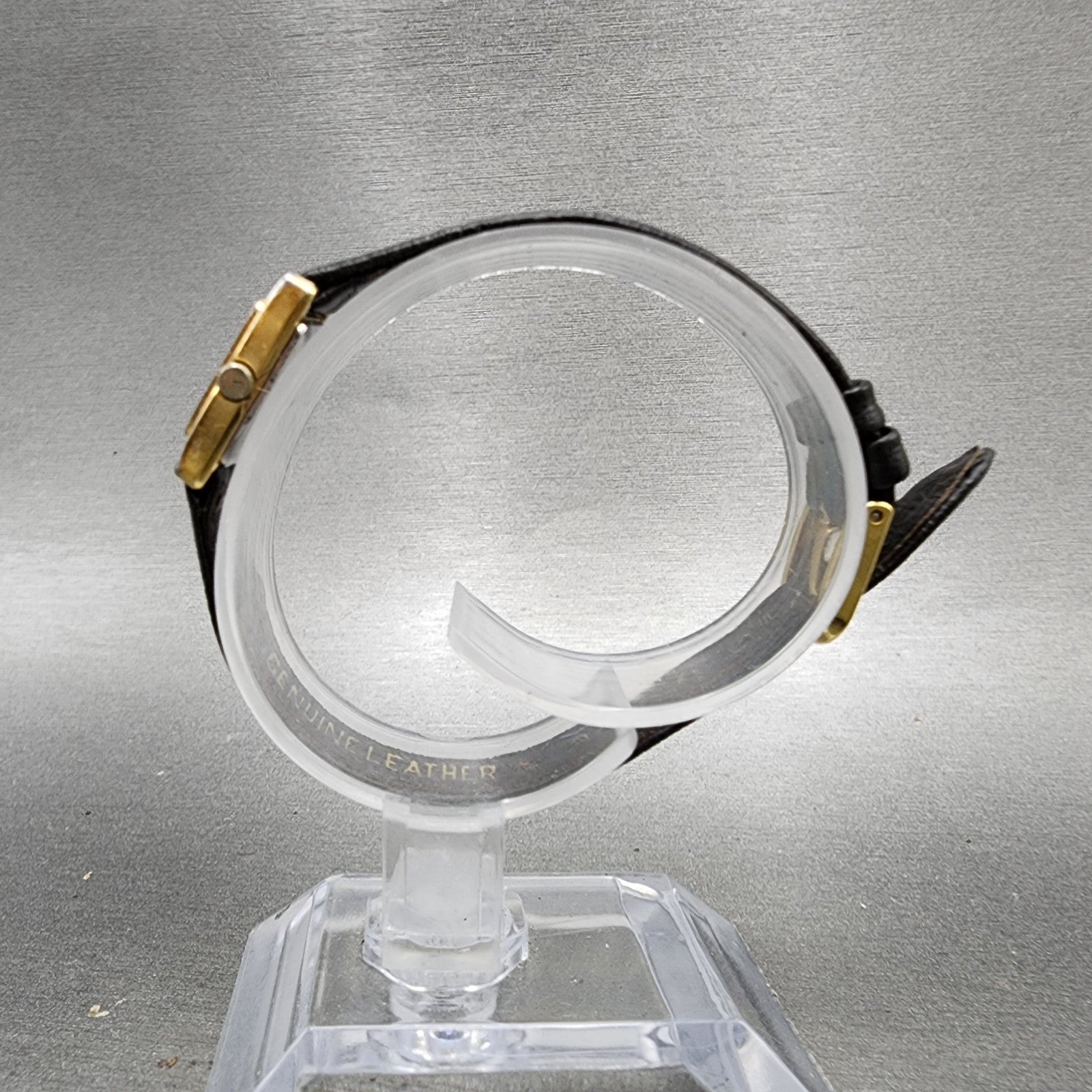Seiko Lassale Tank Watch Women 14mm Gold Dial Gold Rectangle 1E505119 New Batt6