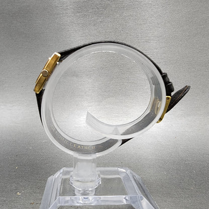 Seiko Lassale Tank Watch Women 14mm Gold Dial Gold Rectangle 1E505119 New Batt6
