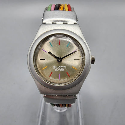 Swatch Irony Filamento Watch Women 25mm Silver Dial Silver Tone Round New Batt