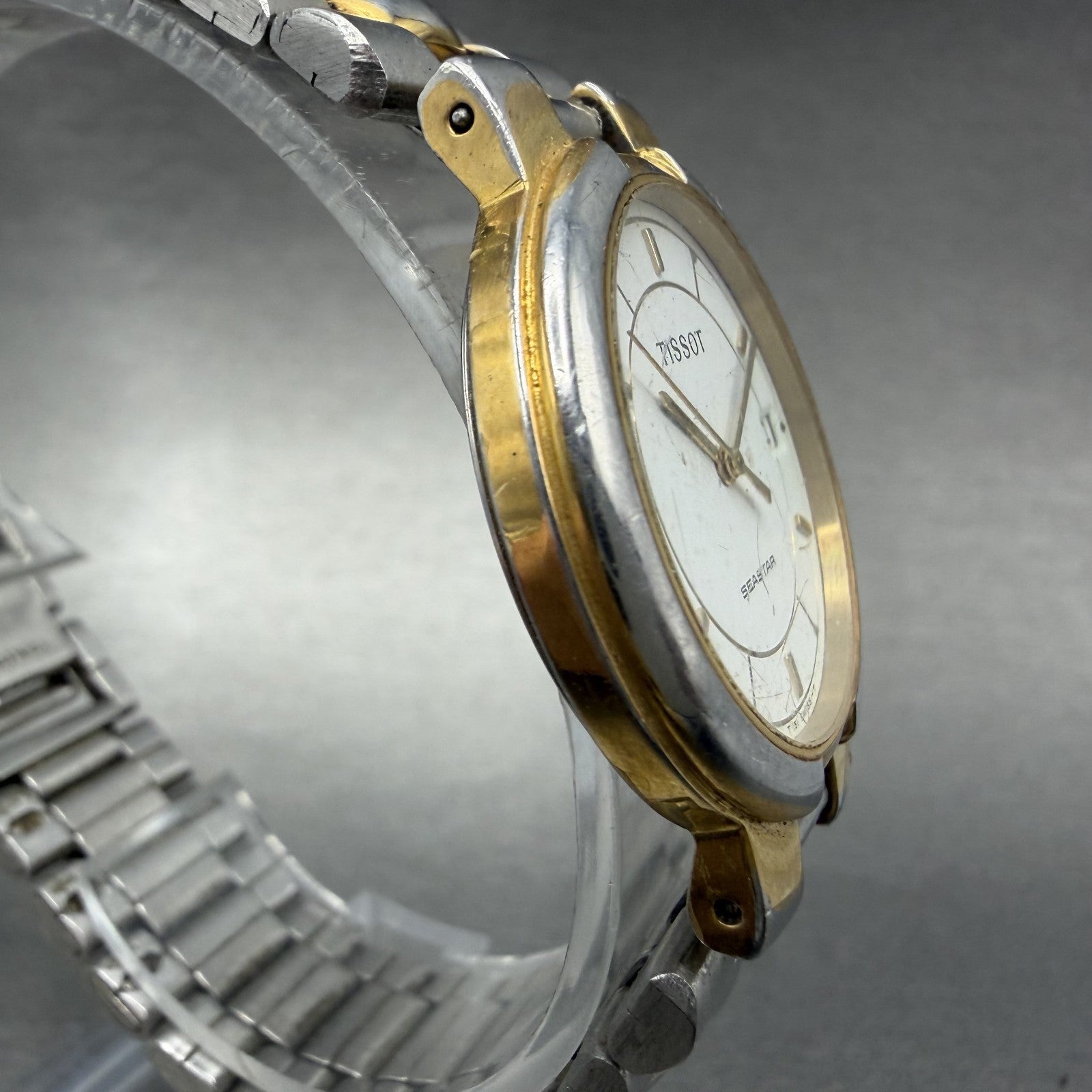 Tissot Seastar Watch Men 32mm White Dial Two Tone Date Round T251 New Batt3