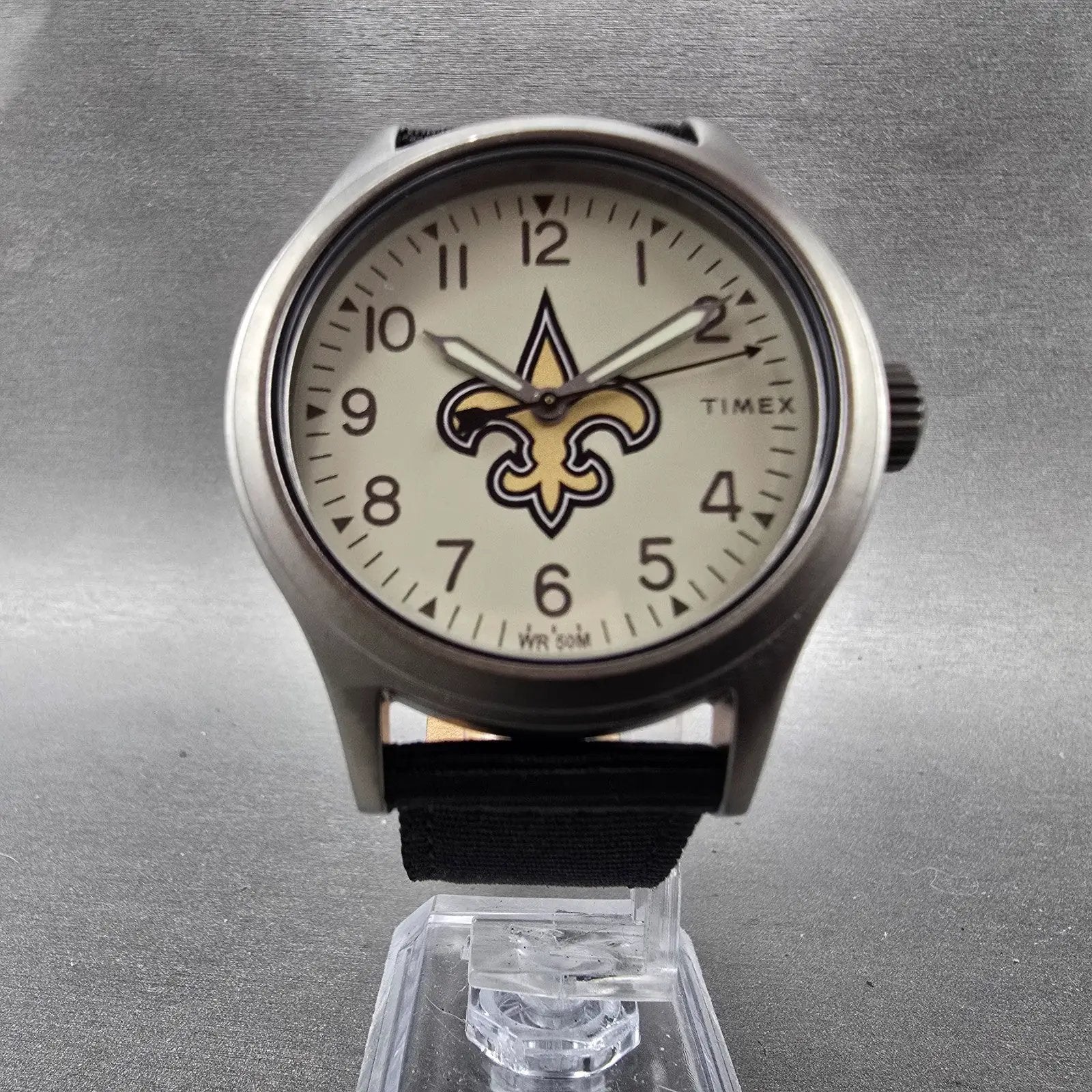 Timex Clutch New Orleans Saints Watch Men 41mm White Dial Steel New Battery6