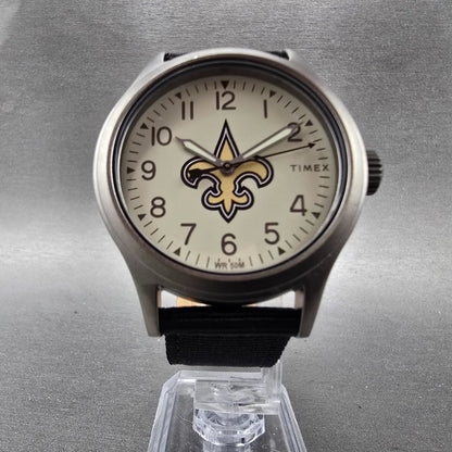 Timex Clutch New Orleans Saints Watch Men 41mm White Dial Steel New Battery6