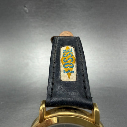 Fossil Watch Men 34mm Silver Dial Gold Tone Round JR-7504 Leather New Battery4