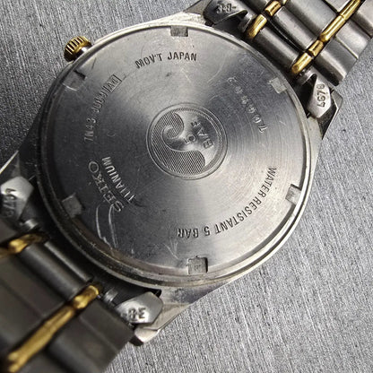 Seiko Titanium Watch Men 36mm Gray Dial Daydate Round 7N43-9069 New Battery VTG10