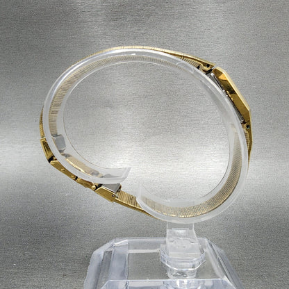 Seiko Tank Watch Women 12mm Champagne Dial Gold Tone 2e206259 New Battery8