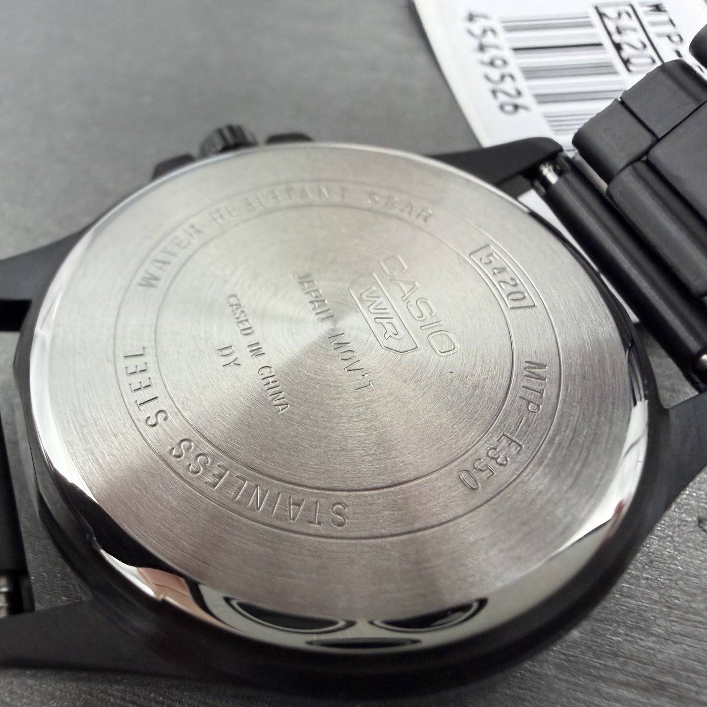 Casio MTP-E350 Watch Men 39mm Black Dial Black Tone Daydate Metal Bracelet9