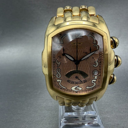 Invicta Lupah Chrono Watch Men 40mm Rose Dial Gold Tone Oval Date 2224 New Batt0