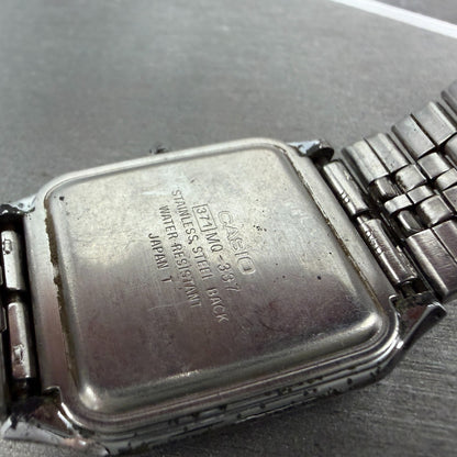 Casio MQ-337 Tank Watch Men 29mm Black Dial Silver Tone Rectangle New battery AB8