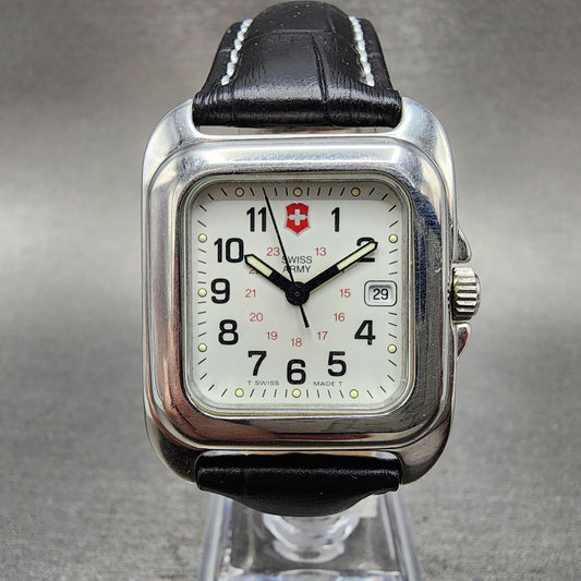 Victorinox Swiss Army Tank Watch Women 30mm White Dial Steel Date Rectangle Runs