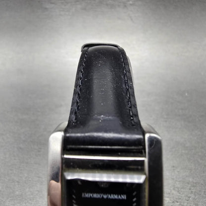 Emporio Armani Tank Watch Women 20mm Black Dial Steel Date AR-0122 New Battery4