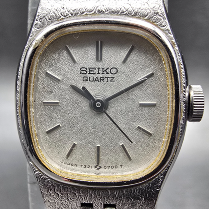 Seiko Watch Women 16mm Silver Dial Silver Tone Oval 7321-5399 New Battery1