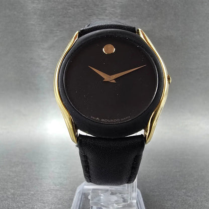 Movado Museum Watch Men 33mm Black Dial Gold Tone Round 88-64-860N New Battery6