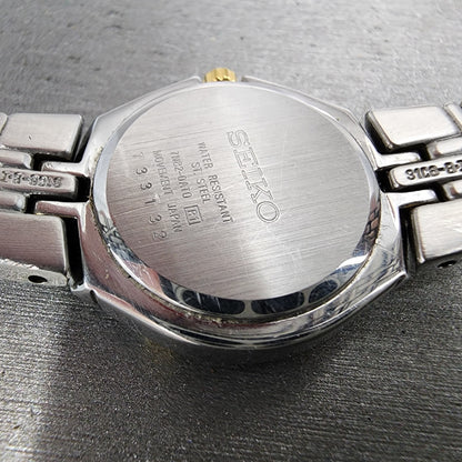 Seiko Watch Women 26mm White Dial Two Tone Date Round 7n820at0 New Battery9