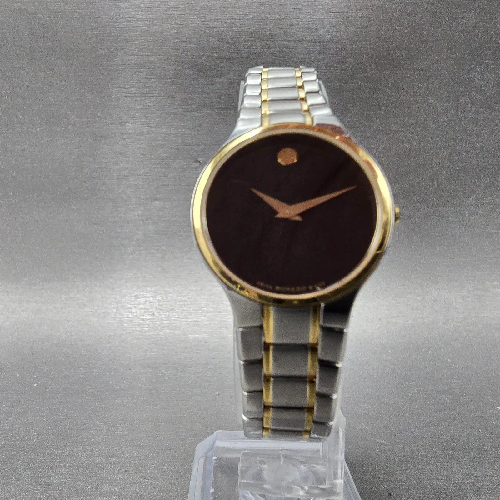 Movado Museum Watch Women 26mm Black Dial Two Tone 20.3.20.1095 New Battery5