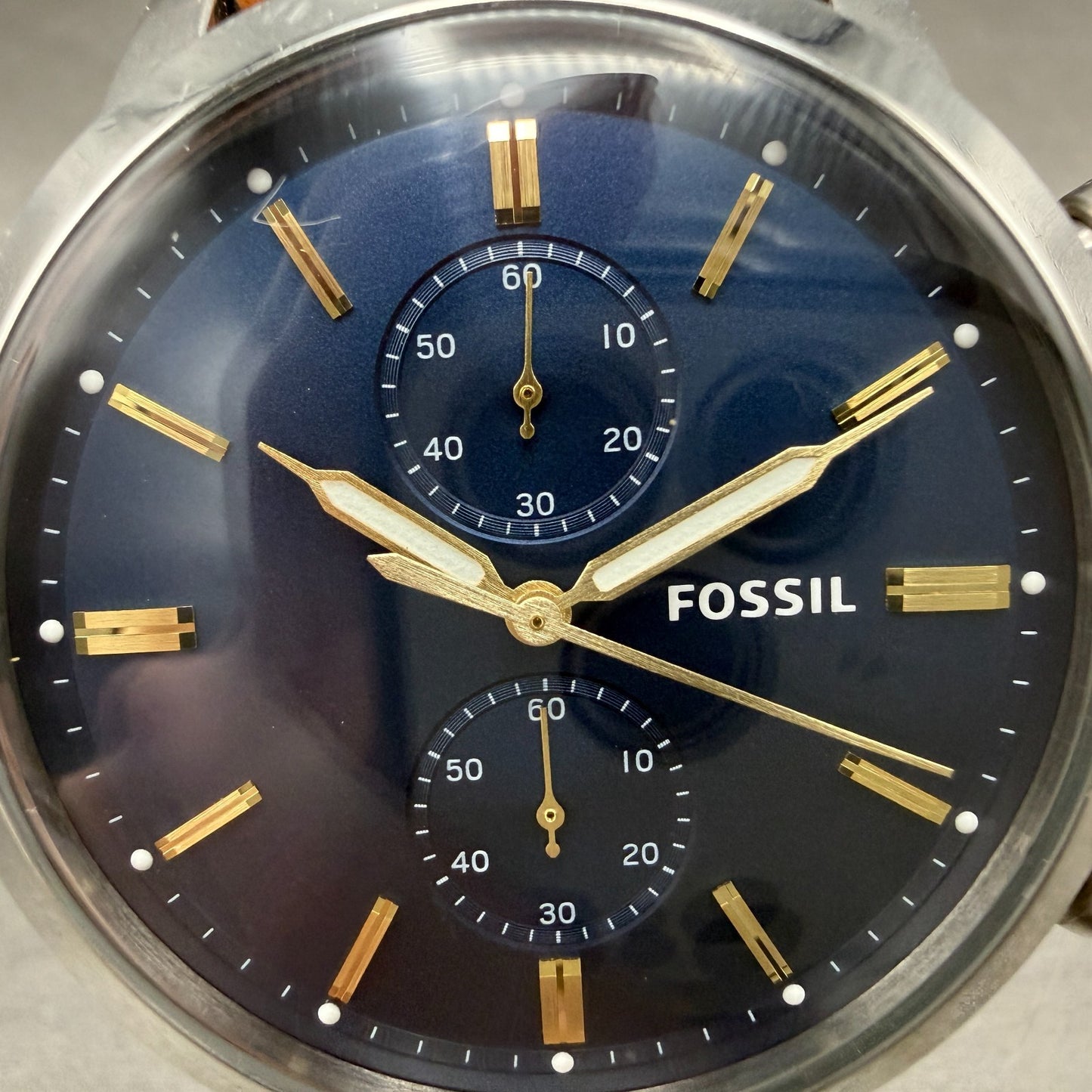 Fossil Townsman Chronograph Watch Men 44mm Blue Dial Steel Round FS5279 New Batt1