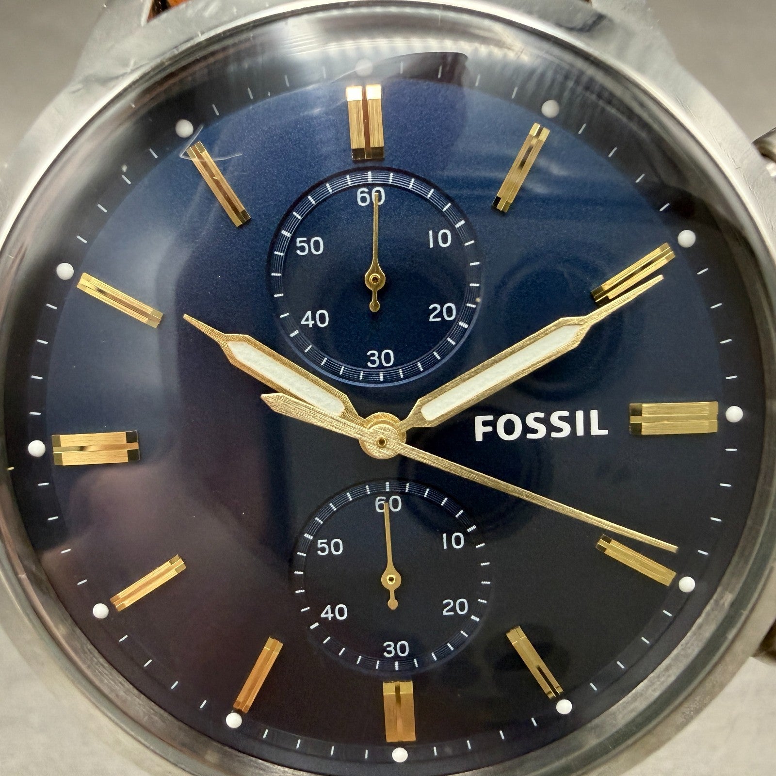 Fossil Townsman Chronograph Watch Men 44mm Blue Dial Steel Round FS5279 New Batt1