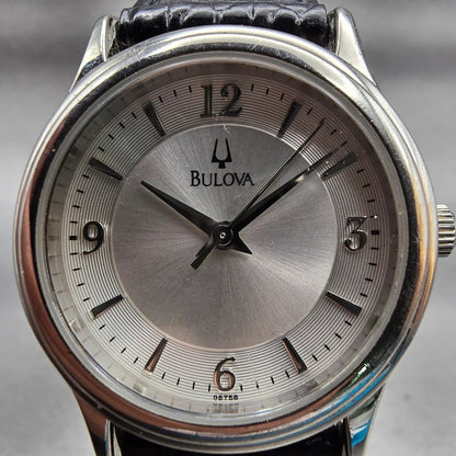 Bulova Watch Women 30mm Silver Dial Silver Tone Round 96T58 New Battery1