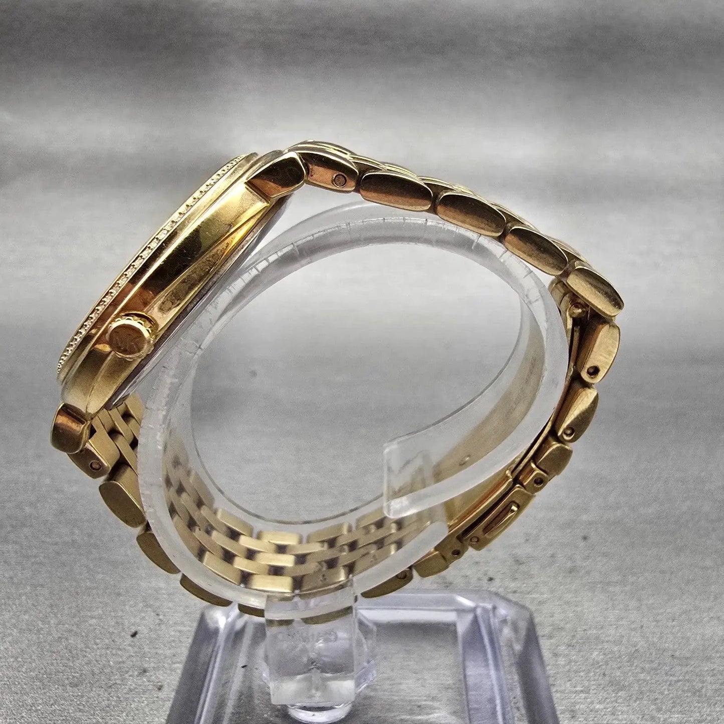 Michael Kors Cinthia Watch Women 33mm Gold Dial Gold Tone Gemmed MK3681 New Batt6
