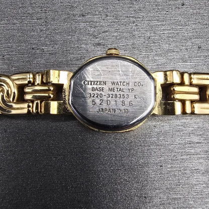 Citizen Watch Women 17mm Blue Dial Gold Tone Hexagon 3220-328353 New Battery10