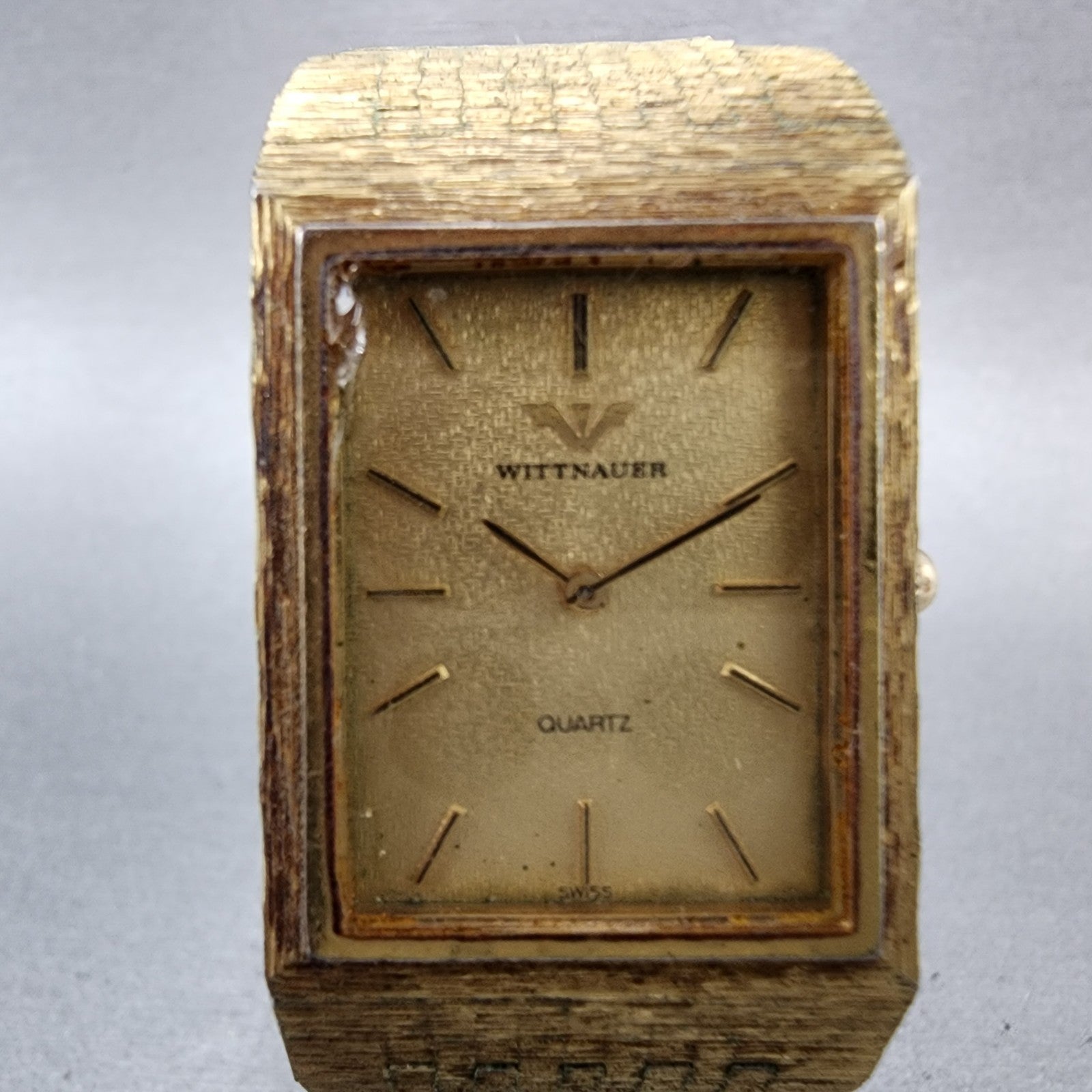 Wittnauer Tank Watch Men 25mm Champagne Dial Gold Tone Rectangle New Battery1